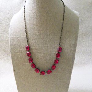 Pink Emerald Cut Necklace
